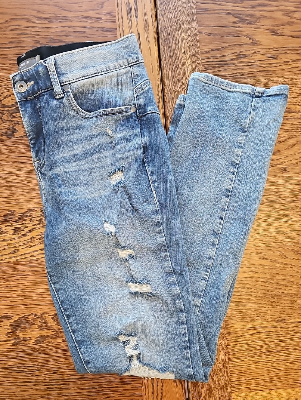 torrid Light Blue Distressed Straight Leg Jeans
